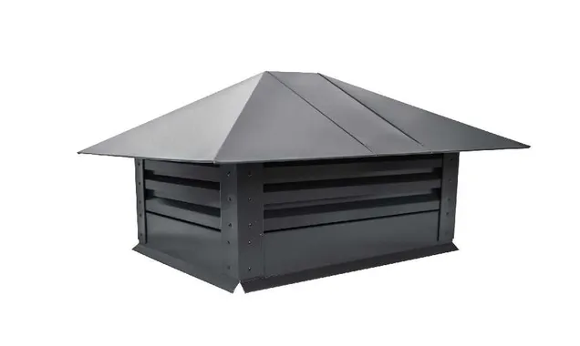 Дымник на трубу с жалюзи 520х390мм 0,5 GreenCoat Pural BT с пленкой RR 23 темно-серый (RAL 7024 мокрый асфальт)