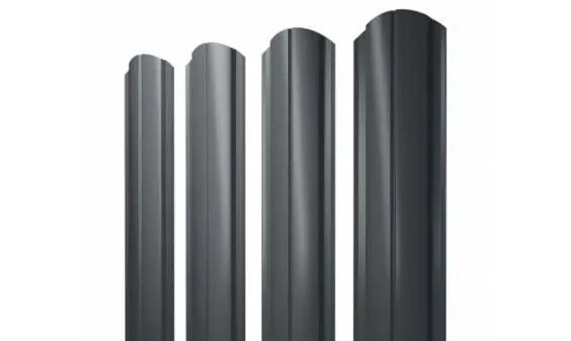 Штакетник Полукруглый Slim фигурный Grand Line 0,45 Drap ST RAL7016 Антрацитово-Серый