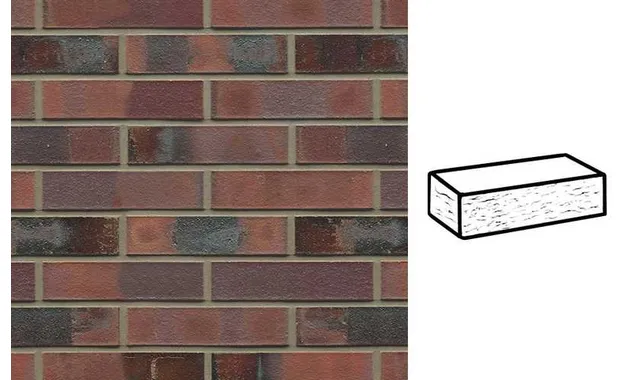 Кирпич клинкерный Muhr 04KS Rotbraun-bunt Kohle Spezial рустик, 290х90х71 мм