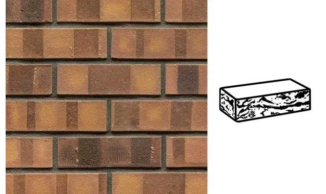 Кирпич клинкерный Muhr 08 K Lachsrot Kohle готик, 240х55х71 мм