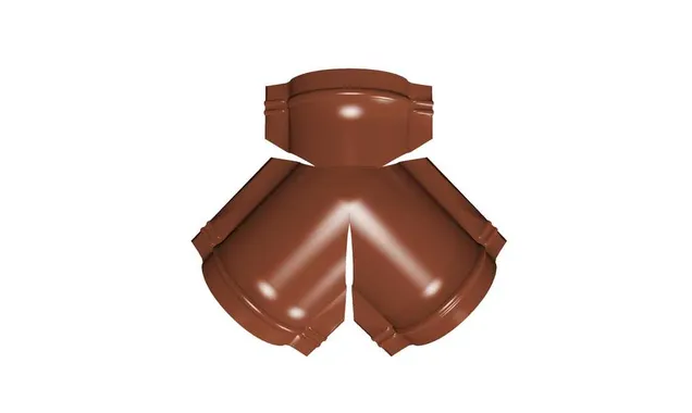 Тройник Y конька полукруглого Satin Мatt с пленкой RAL 8004 терракота