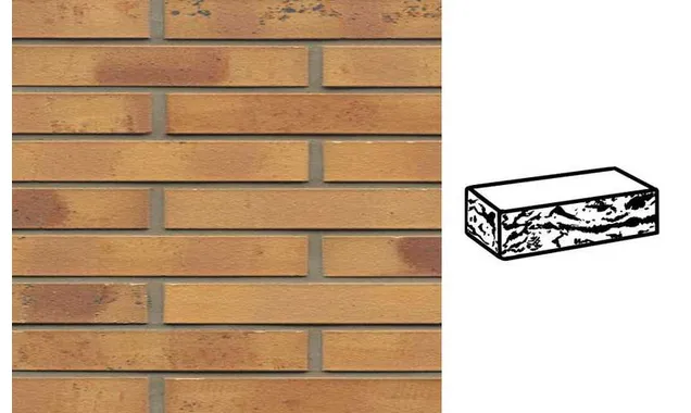 Кирпич клинкерный Muhr 06 K Hellbraun-bunt Kohle готик, 290х90х40 мм