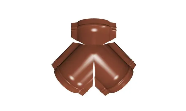 Тройник Y малого конька полукруглого Satin Мatt с пленкой RAL 8004 терракота
