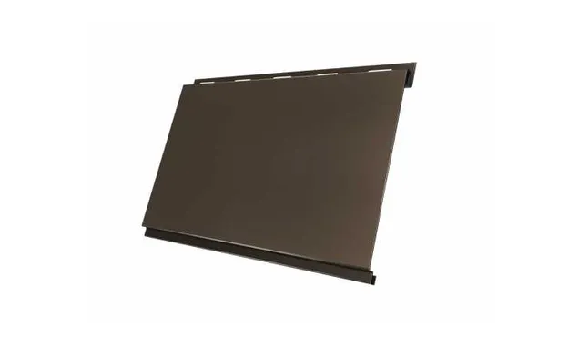 Металлический сайдинг Grand Line Вертикаль 0.5 мм classic GreenCoat Pural BT, matt с пленкой RR 32 темно-коричневый (RAL 8019 серо-коричневый)