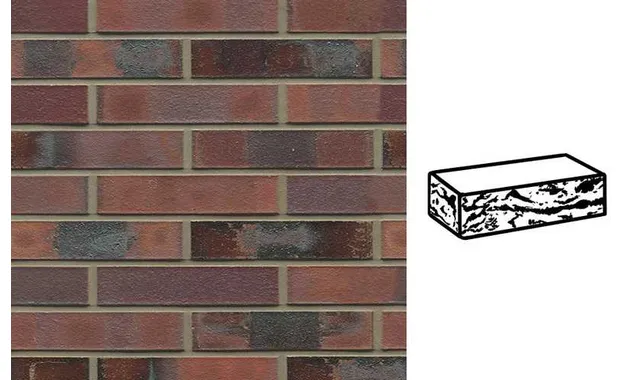 Кирпич клинкерный Muhr 04KS Rotbraun-bunt Kohle Spezial готик, 240х115х52 мм
