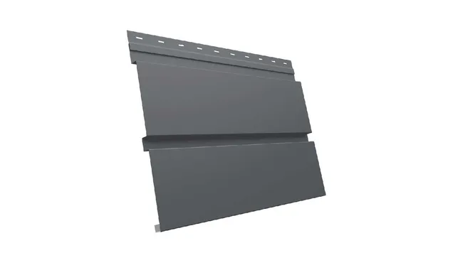 Металлический сайдинг Grand Line Квадро брус 0.5 мм GreenCoat Pural BT, matt с пленкой RR 23 темно-серый (RAL 7024 серый графит)