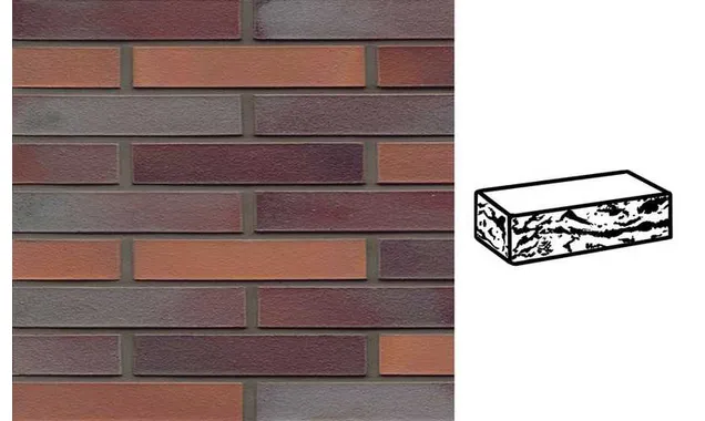 Кирпич клинкерный Muhr 12 Blaurot-bunt готик, 290х90х52 мм