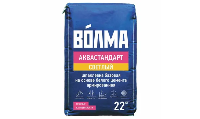 Шпаклевка цементная ВОЛМА-Аквастандарт светлый 22 кг