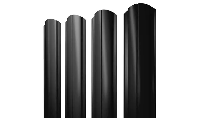 Штакетник Полукруглый Slim фигурный Grand Line 0,45 Drap RAL9005 Черный