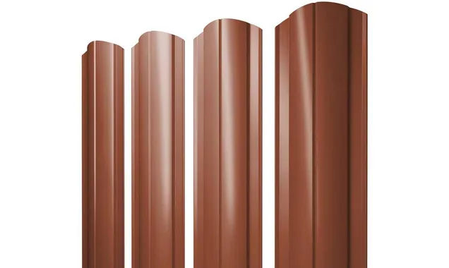 Штакетник Круглый фигурный Grand Line 0,5 Satin RAL8004 Терракота