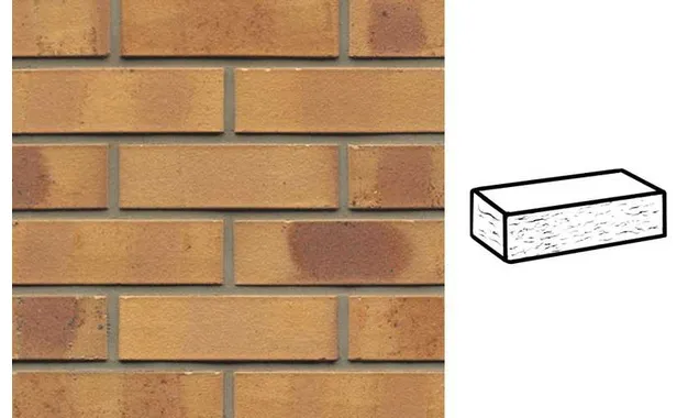 Кирпич клинкерный Muhr 06K Hellbraun-bunt Kohle рустик, 240х115х71 мм
