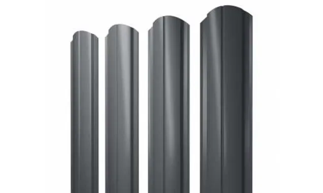 Штакетник Полукруглый Slim фигурный Grand Line 0,45 Drap ST RAL7024 Мокрый Асфальт