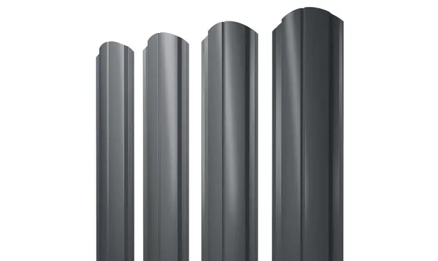 Штакетник Полукруглый Slim фигурный Grand Line 0,4 Полиэстер - double RAL7024 Мокрый Асфальт