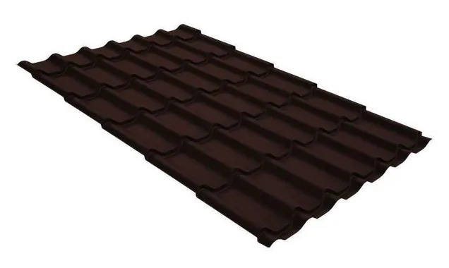 Металлочерепица Grand Line Монтеррей 0,5 GreenCoat Pural Matt BT RR 887 Шоколад