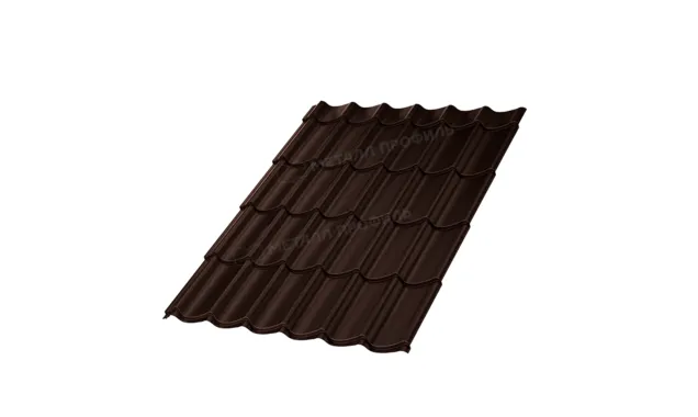 Металлочерепица Металл-Профиль Ламонтерра XL 0,5 VALORI DarkBrown/Темно-коричневый