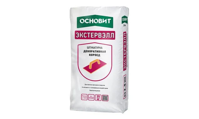 Штукатурка декоративная ОСНОВИТ ЭКСТЕРВЭЛЛ OS-3.0 GK короед, 25 кг