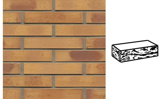Кирпич клинкерный Muhr 06K Hellbraun-bunt Kohle готик, 240х90х40 мм