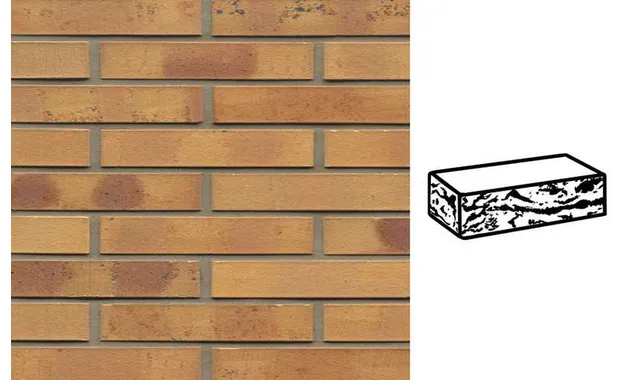 Кирпич клинкерный Muhr 06K Hellbraun-bunt Kohle готик, 290х90х52 мм