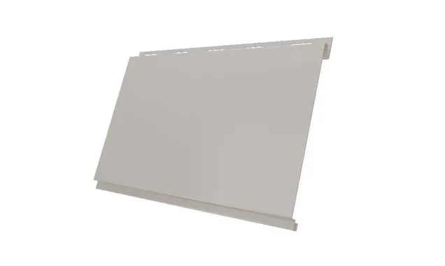 Металлический сайдинг Grand Line Вертикаль 0.5 мм classic GreenCoat Pural BT с пленкой RR 21 светло-серый (RAL 7040 серое окно)