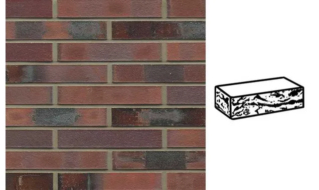 Кирпич клинкерный Muhr 04KS Rotbraun-bunt Kohle Spezial готик, 290х90х52 мм