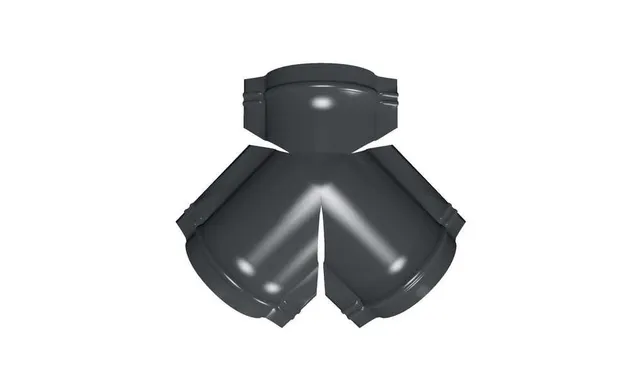 Тройник Y конька полукруглого PurPro Matt 275 с пленкой RAL 7024 мокрый асфальт