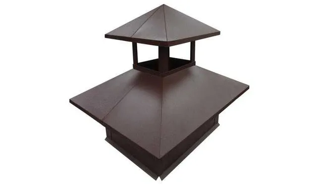 Дымник на трубу двойной 520х390мм 0,5 GreenCoat Pural BT с пленкой RR 32 темно-коричневый (RAL 8019 серо-коричневый)