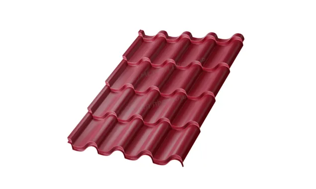 Металлочерепица Металл-Профиль Монтерроса-M 0,5 PURMAN® RAL 3005 Красное вино