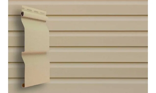 Виниловый сайдинг двухслойный Grand Line Корабельная доска Слим Бежевый 3.00