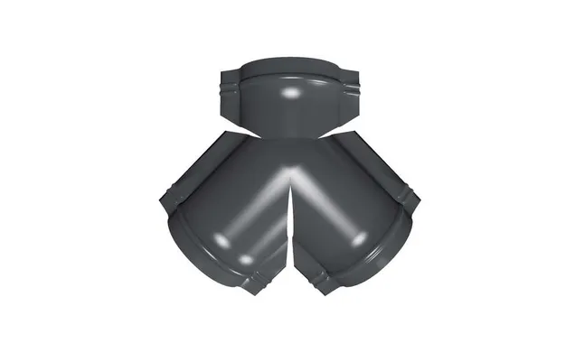 Тройник Y конька полукруглого GreenCoat Pural BT с пленкой RR 23 темно-серый (RAL 7024 мокрый асфальт)