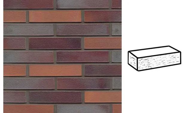Кирпич клинкерный Muhr 12 Blaurot-bunt рустик, 240х115х52 мм