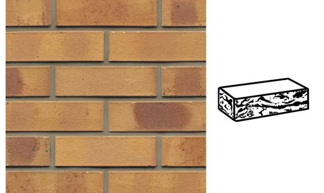 Кирпич клинкерный Muhr 06K Hellbraun-bunt Kohle готик, 240х115х71 мм