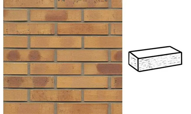 Кирпич клинкерный Muhr 06K Hellbraun-bunt Kohle рустик, 240х115х52 мм