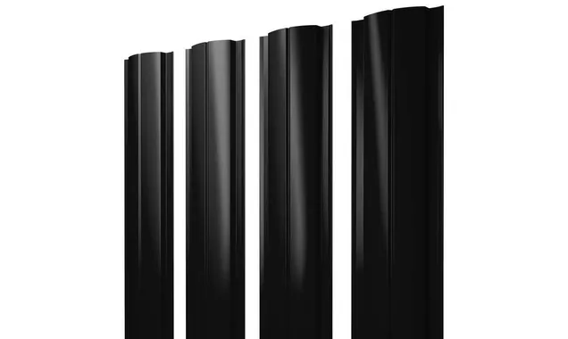 Штакетник Полукруглый Slim Grand Line 0,45 Drap RAL9005 Черный