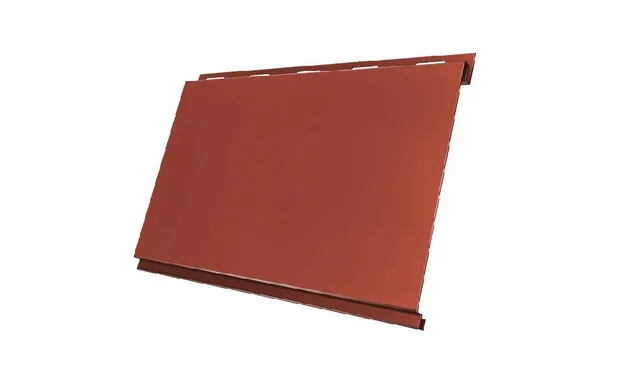 Металлический сайдинг Grand Line Вертикаль 0.45 мм classic Drap с пленкой RAL 8004 терракота