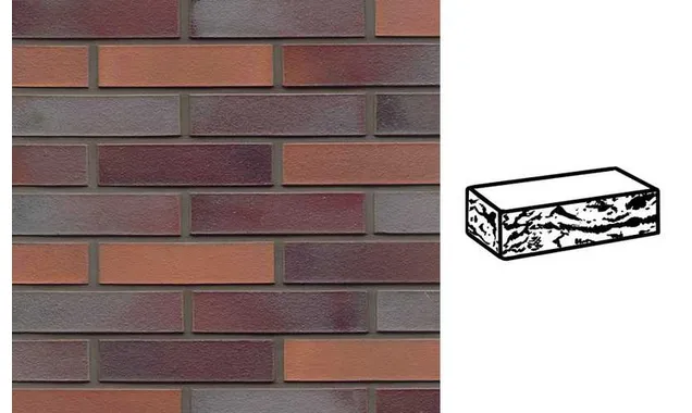Кирпич клинкерный Muhr 12 Blaurot-bunt готик, 290х90х71 мм