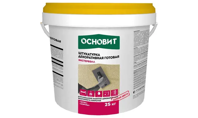 Акриловая штукатурка короед ОСНОВИТ ЭКСТЕРВЭЛЛ OAc-3.0 WК, группа 2, цвет 01005 (фракция-3.0мм)