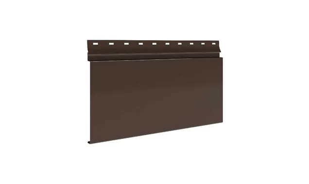 Сайдинг металлический AquAsystem Скандинавский брус Модерн узкий Polyester 0,45mm (0,48mm с покрытием) Zn140 Тёмно-коричневый (RR 32)