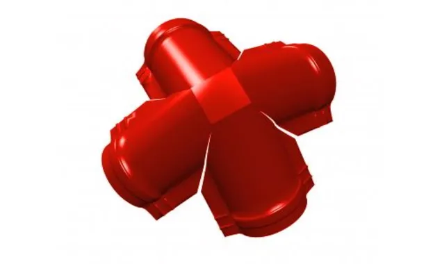 Четверник конька малого полукруглого Satin c пленкой RAL 3009 оксидно-красный