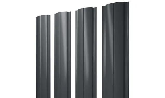 Штакетник Полукруглый Slim Grand Line 0,45 Drap RAL7024 Мокрый Асфальт