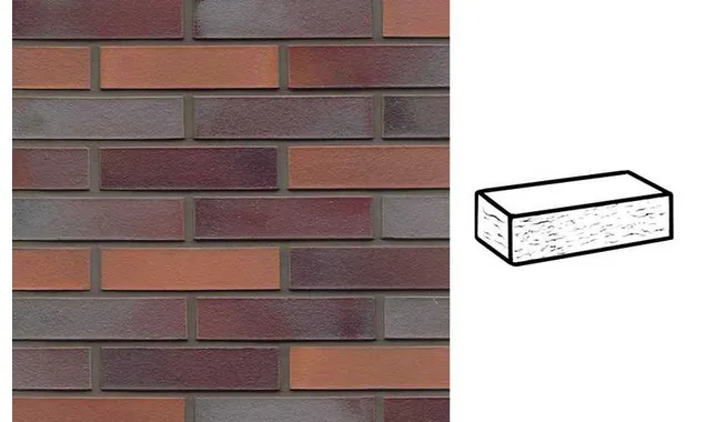 Кирпич клинкерный Muhr 12 Blaurot-bunt рустик, 290х90х71 мм