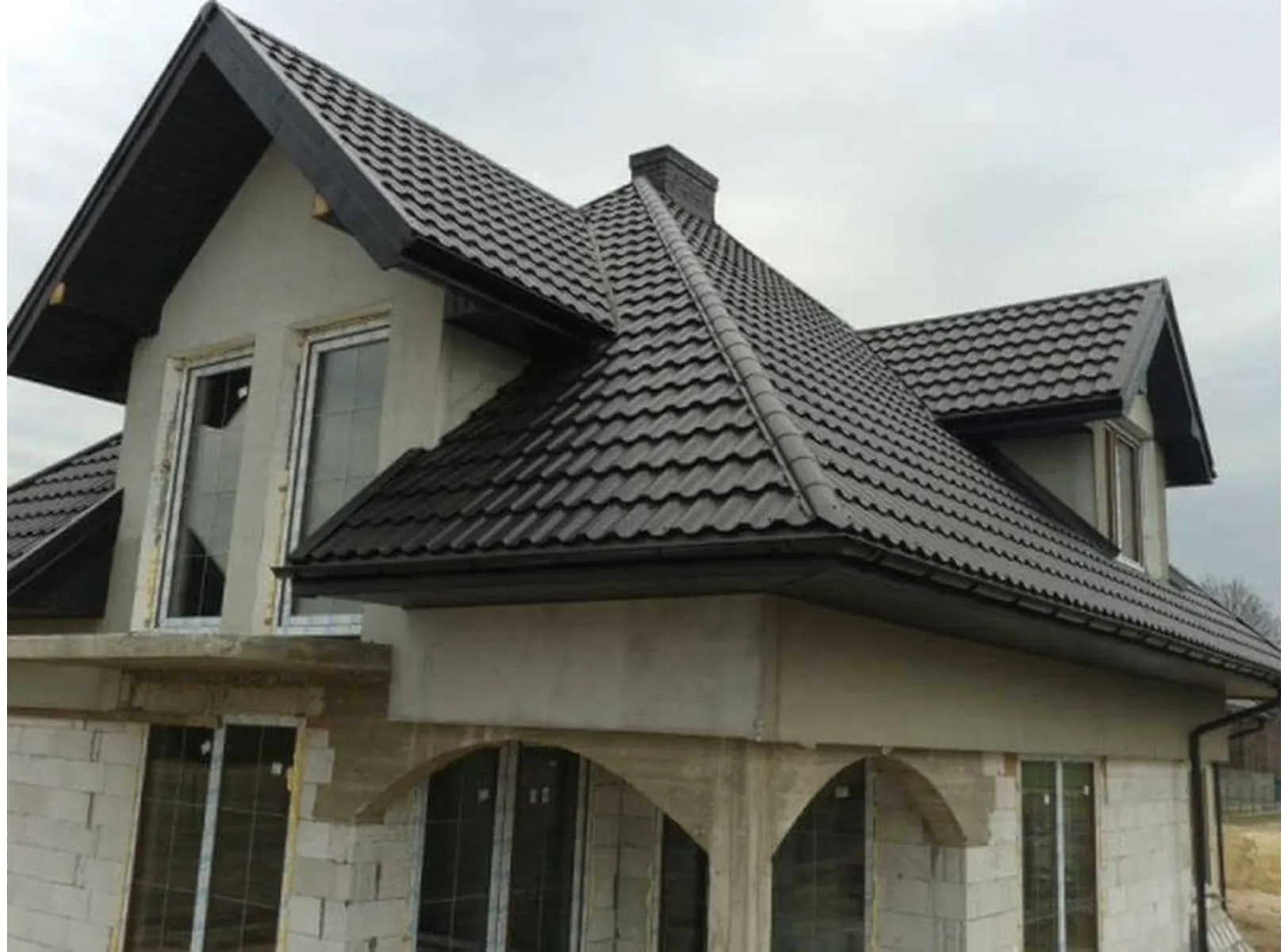 Металлочерепица Grand Line Kvinta Uno 0,45 Drap RR 32 Темно-коричневый