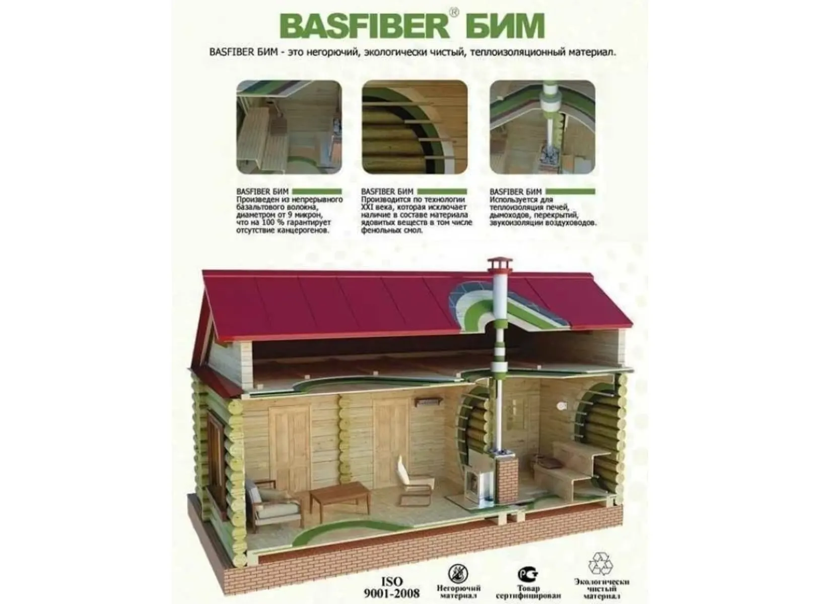 Базальтовый картон с фольгой BASFIBER 8х600х1000 3 шт