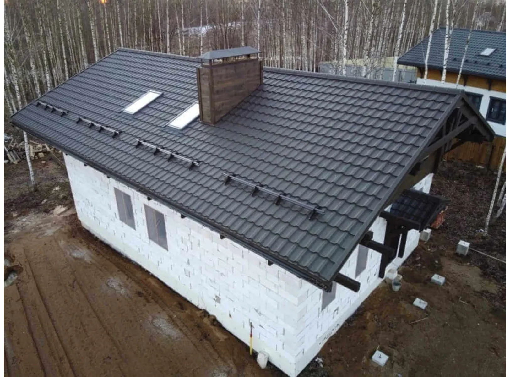 Металлочерепица Grand Line Kvinta plus 0,45 Drap RAL 7024 Мокрый асфальт | c 3D резом
