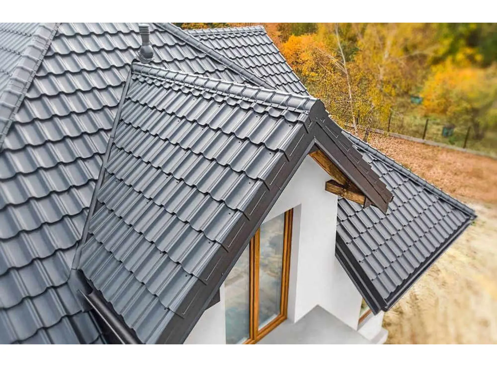 Металлочерепица Grand Line Kvinta plus 0,45 Drap RAL 7024 Мокрый асфальт | c 3D резом